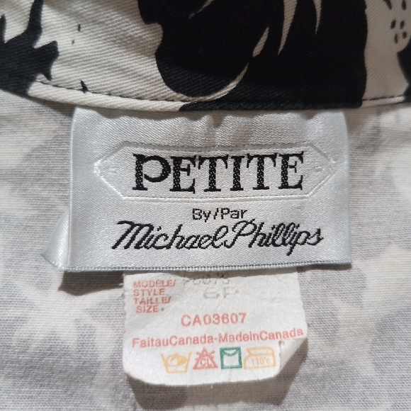 Petite by Michael Phillips Oversized Floral Print Crop Jacket Black/White - Picture 14 of 16